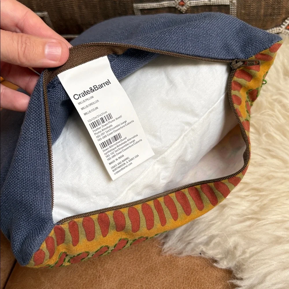 Crate&Barrel Kantha Stitch Small Throw Pillow